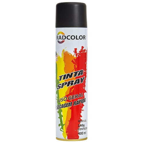 Menor preço em Tinta Spray 400Ml Radcolor Preto Fosco Para Pintura De Rodas, Peças Automotivas, Geladeiras,