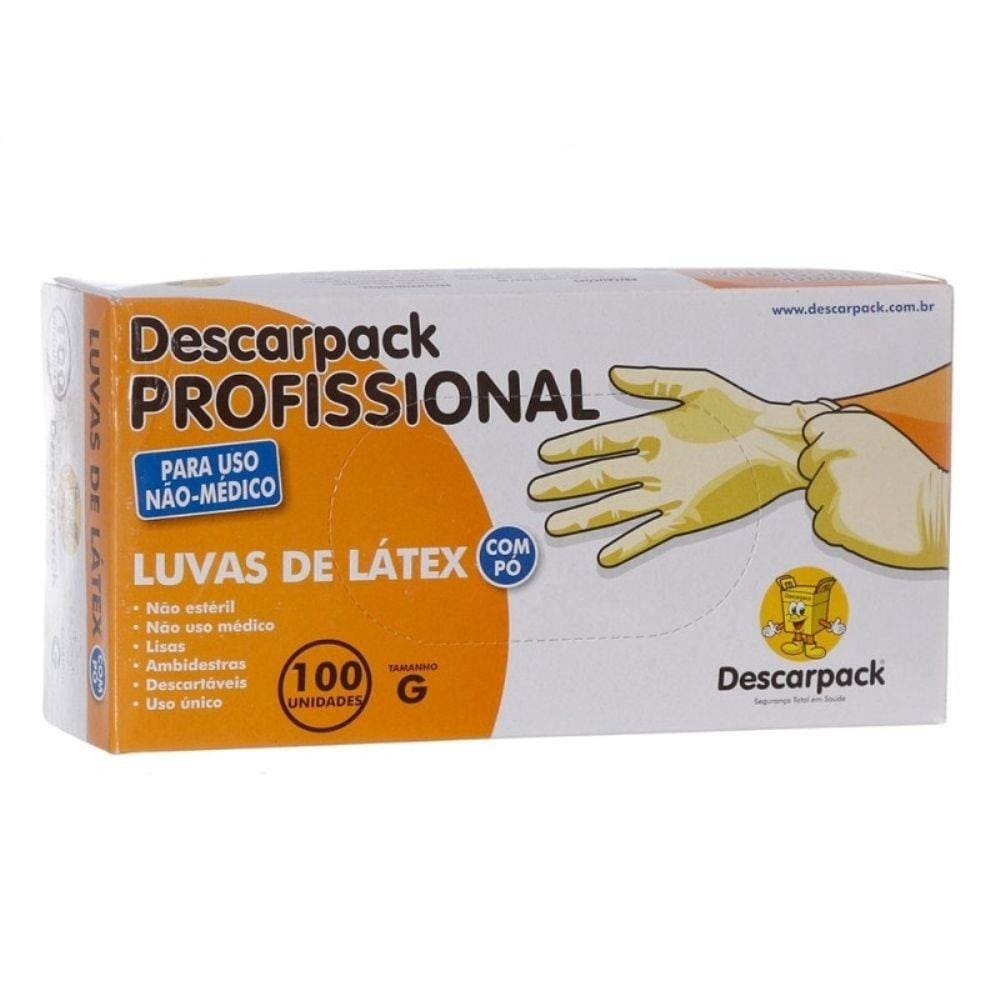 Luva de Latex G com pó Descarpack cartucho com 100 unid