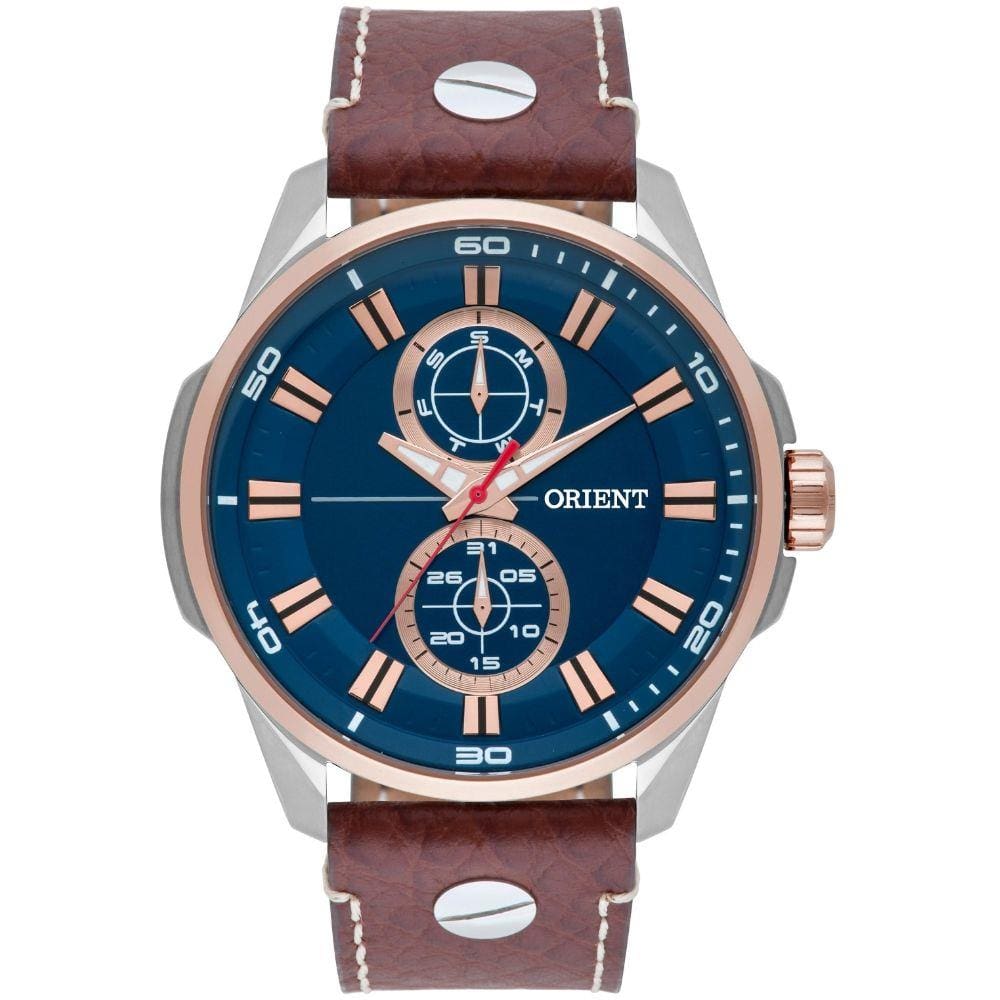 Relógio Orient Masculino Mtscm004 D1mb Marrom Azul Aço