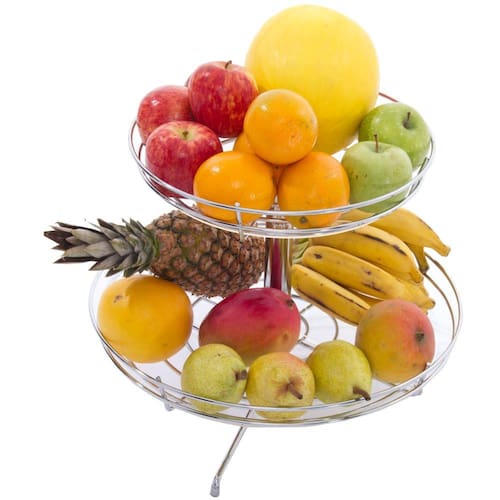 Fruteira Aço Cromado Dupla Redonda Acrílico Dois Andares Menor preço em Fruteira Aço Cromado Dupla Redonda Acrílico Dois Andares
