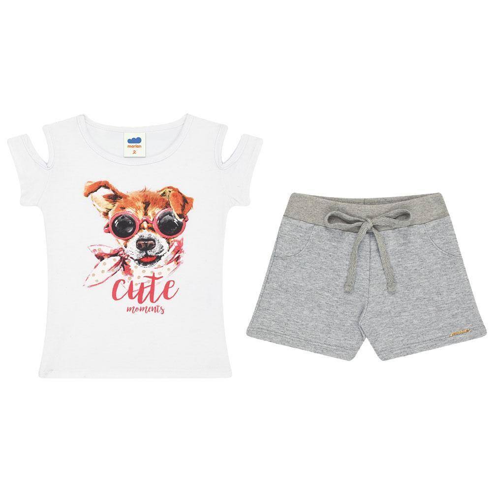 Cj Feminino Marlan Blusa Cachorrinho Shorts 142326 V18