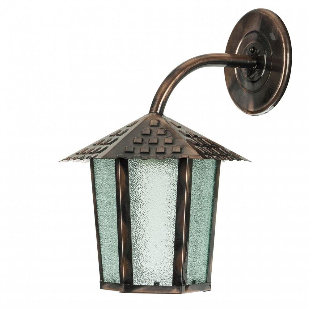 Arandela Colonial Sextavada Vidro Pontilhado Blumenau Cobre