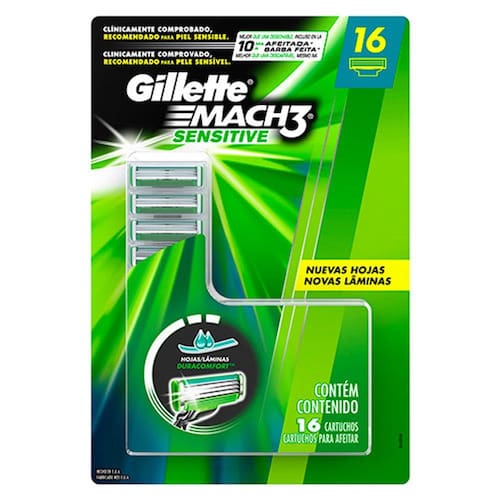 Carga Gillette Mach3 Sensitive 16 Unidades Menor preço em Carga Gillette Mach3 Sensitive 16 Unidades