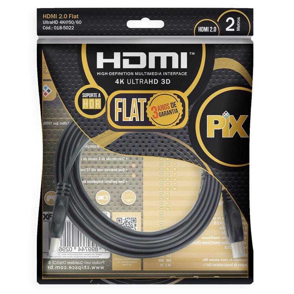 Cabo HDMI PIX 2 metros 2.0 4K 19 Pinos Polybag 018-5022