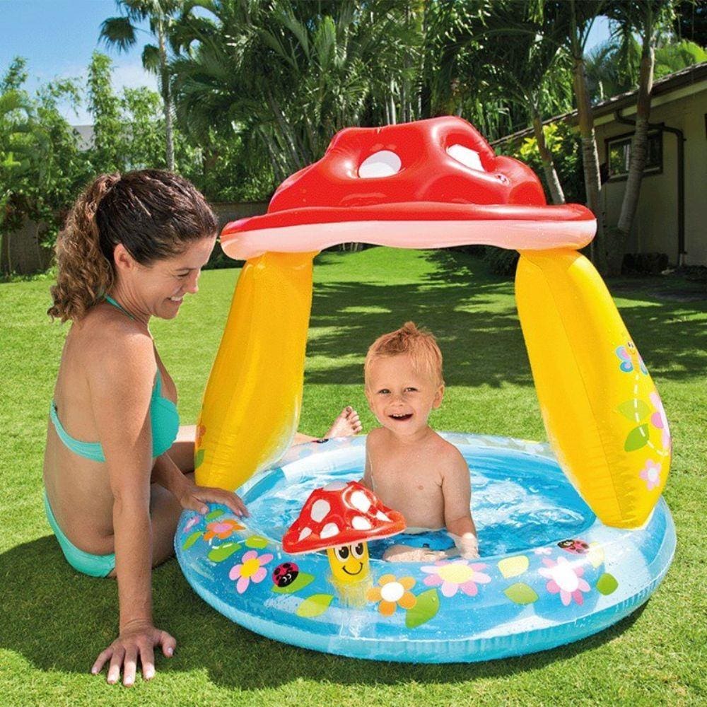 Piscina Infantil Inflável com Cobertura Cogumelo - Intex