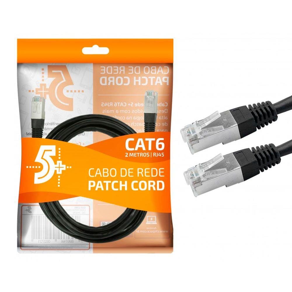 Patch Cord CAT6 2,0M Preto 018-1086 5+