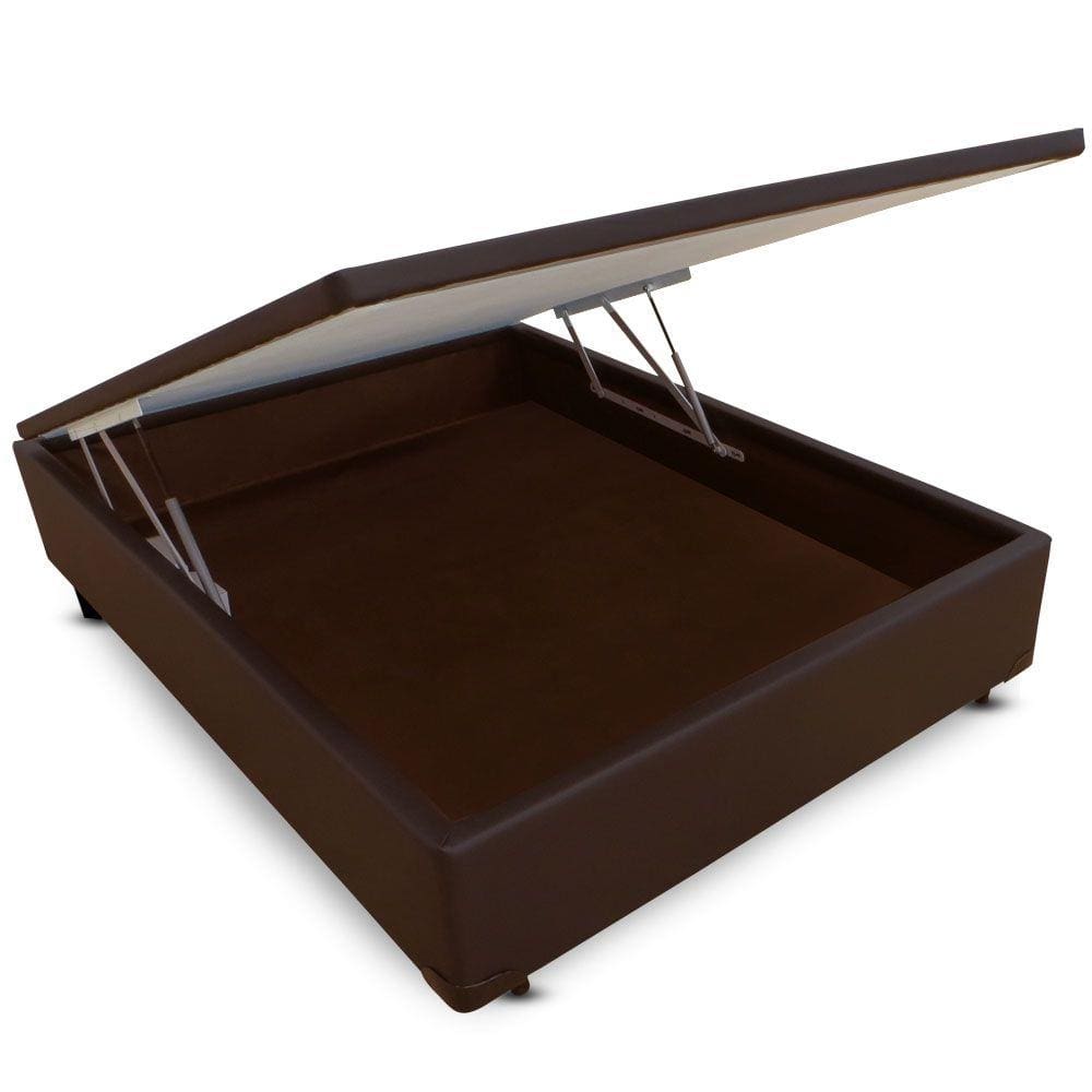 Cama Box Casal Baú Frontal Pistão Corano Marrom - 138x188 - Casal Padrão Casal Padrão