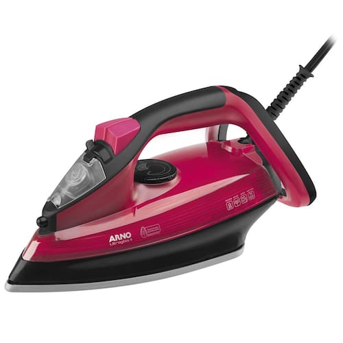 imagem-Ferro de Passar a Vapor Arno Ultragliss II FUA2 com Spray e Base Vitrocerâmica - Preto e Rosa - 110V