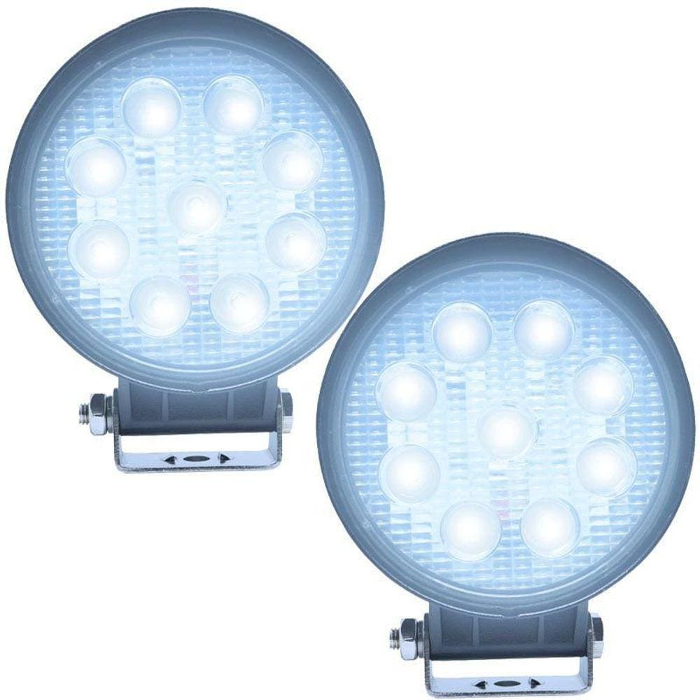Par Farol de Milha Led Universal 12V 24V 27W 9 Leds Cinoy YN-FA001 6000K Redondo 11 Cm