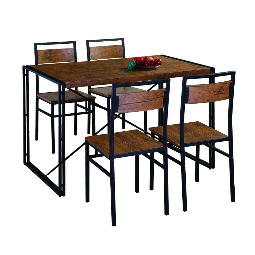Conjunto de Mesa Wooden com 4 Cadeiras