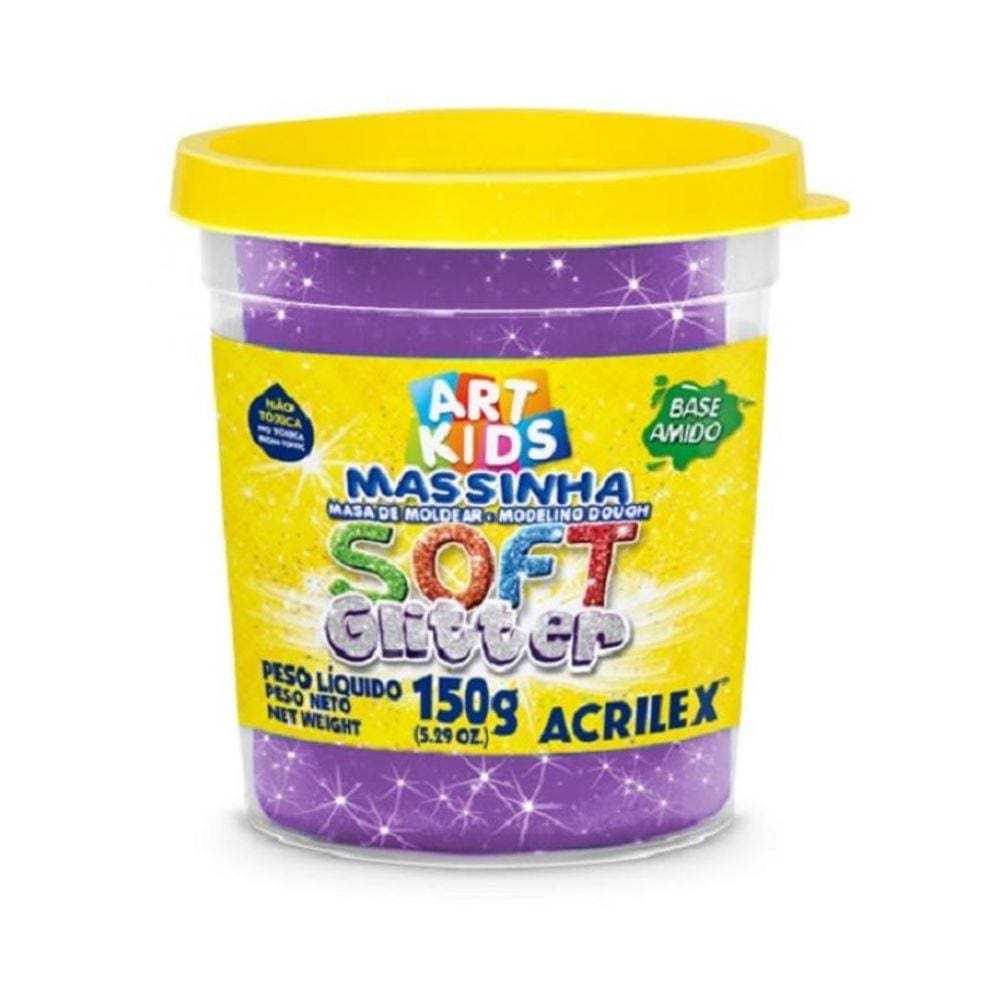 Massa Para Modelar Soft Com Glitter Violeta 150g 207 Acrilex