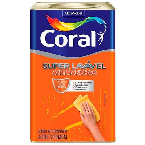 Tinta Super Lavável 18 Litros Branco - CORAL - Tinta Super Lavável 18 Litros Branco - CORAL Menor preço em Tinta Super Lavável 18 Litros Branco - CORAL - Tinta Super Lavável 18 Litros Branco - CORAL