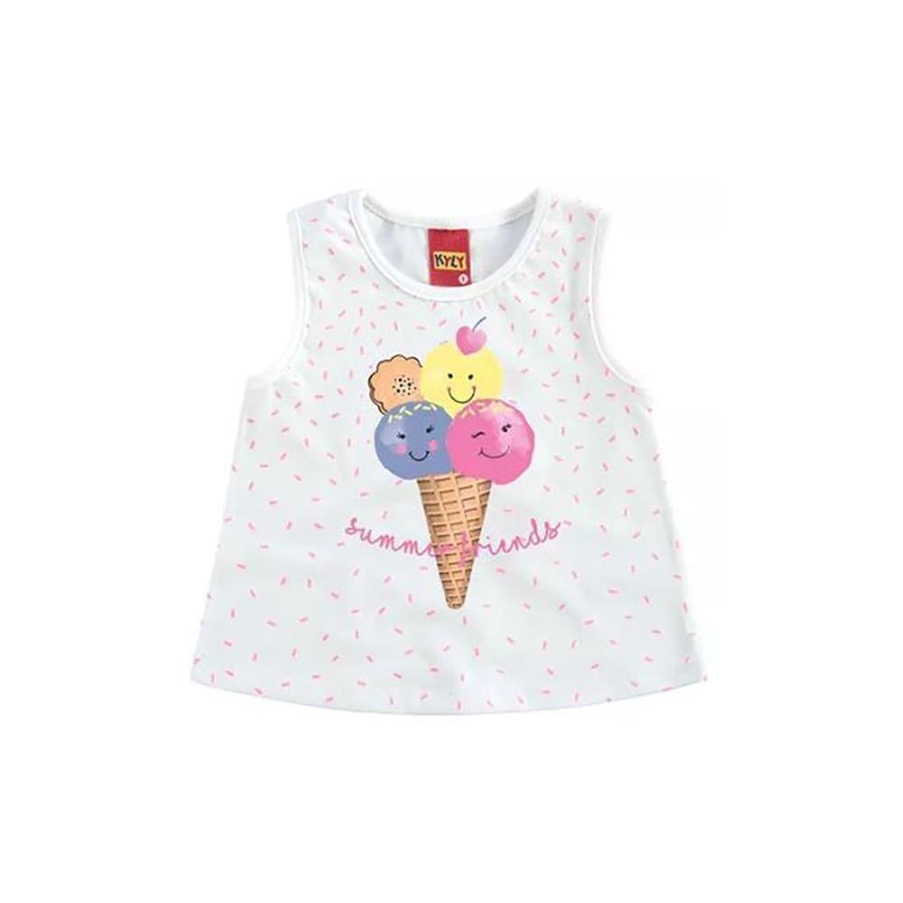 Blusa Kyly Infantil Feminina Meia Malha Sorvete V19 109100