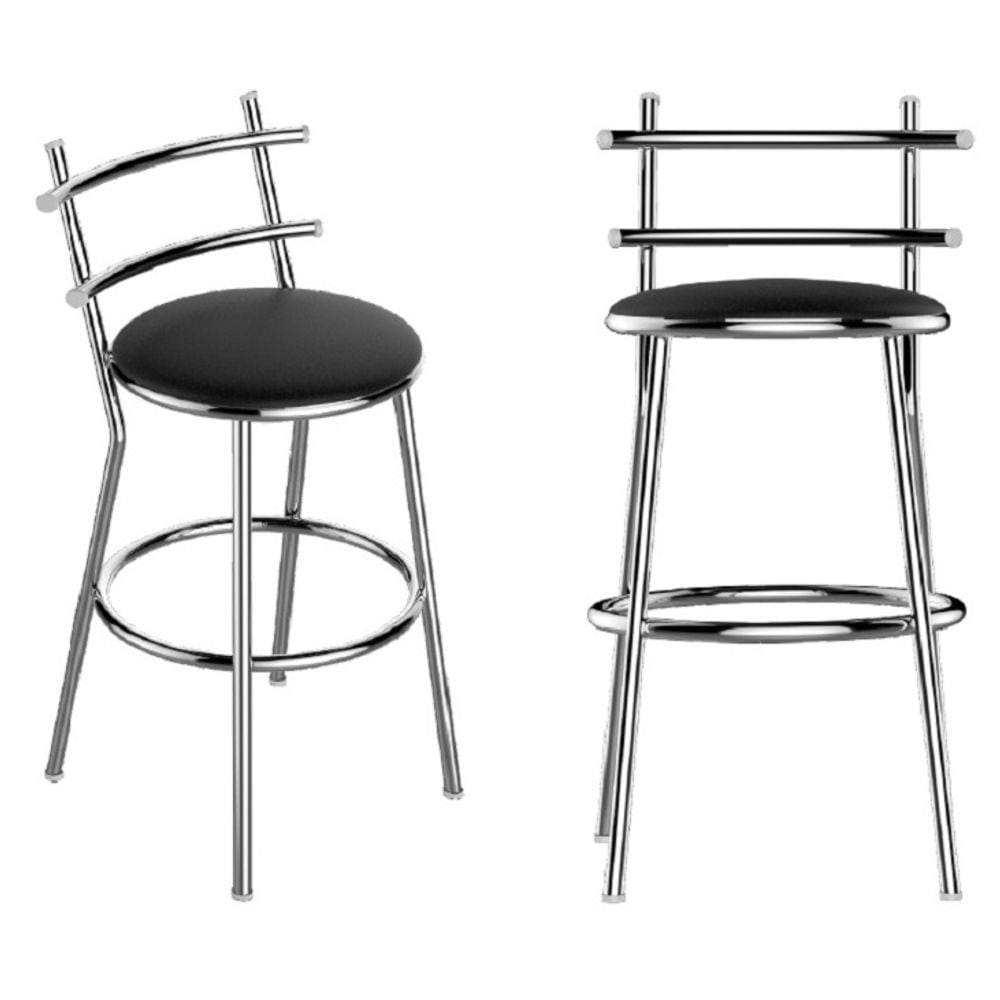 Banqueta Cozinha Cromada Redonda Madri Média 60cm - Flape - 1 Unidade