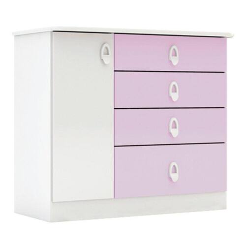 Cômoda Inocência 1 Porta 4 Gavetas Batrol - Rosa Claro Menor preço em Cômoda Inocência 1 Porta 4 Gavetas Batrol - Rosa Claro