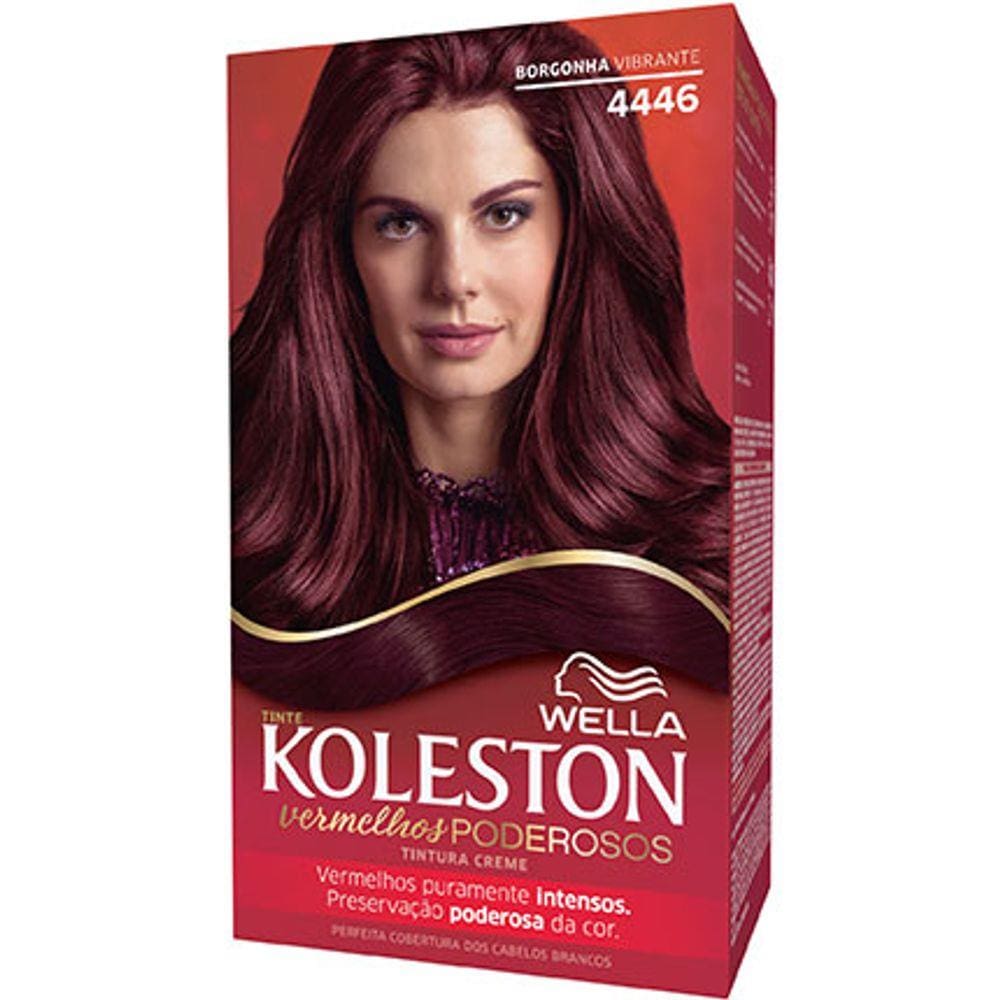 Tintura Permanente Koleston Creme Kit Gloss Vermelho Borgonha Vibrante 4446