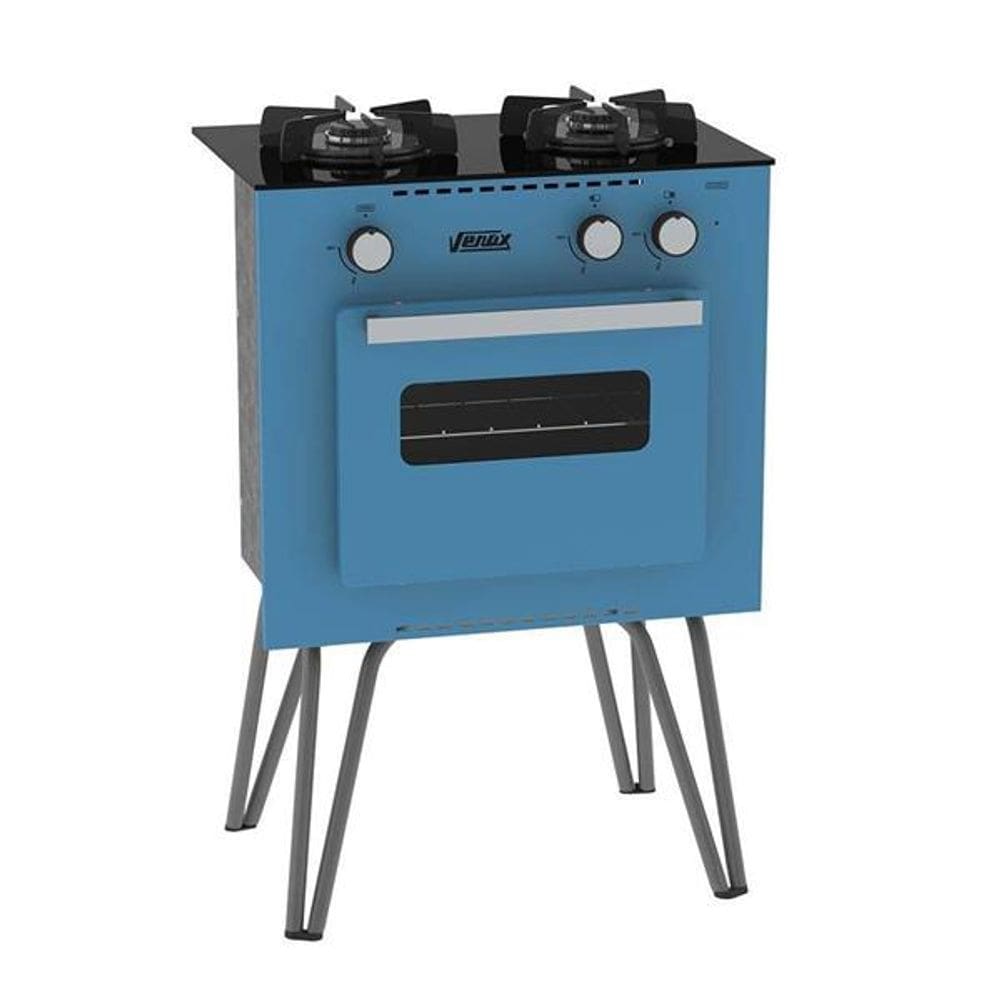 Fogão A Gás Mini Cook 2 Queimadores Gás Glp Azul - Venax