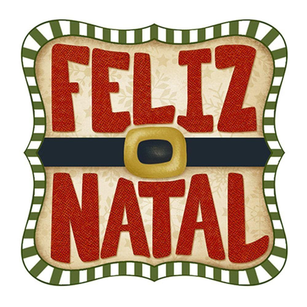 Aplique Decoupage Natal em Papel e MDF 8cm Tag Feliz Natal