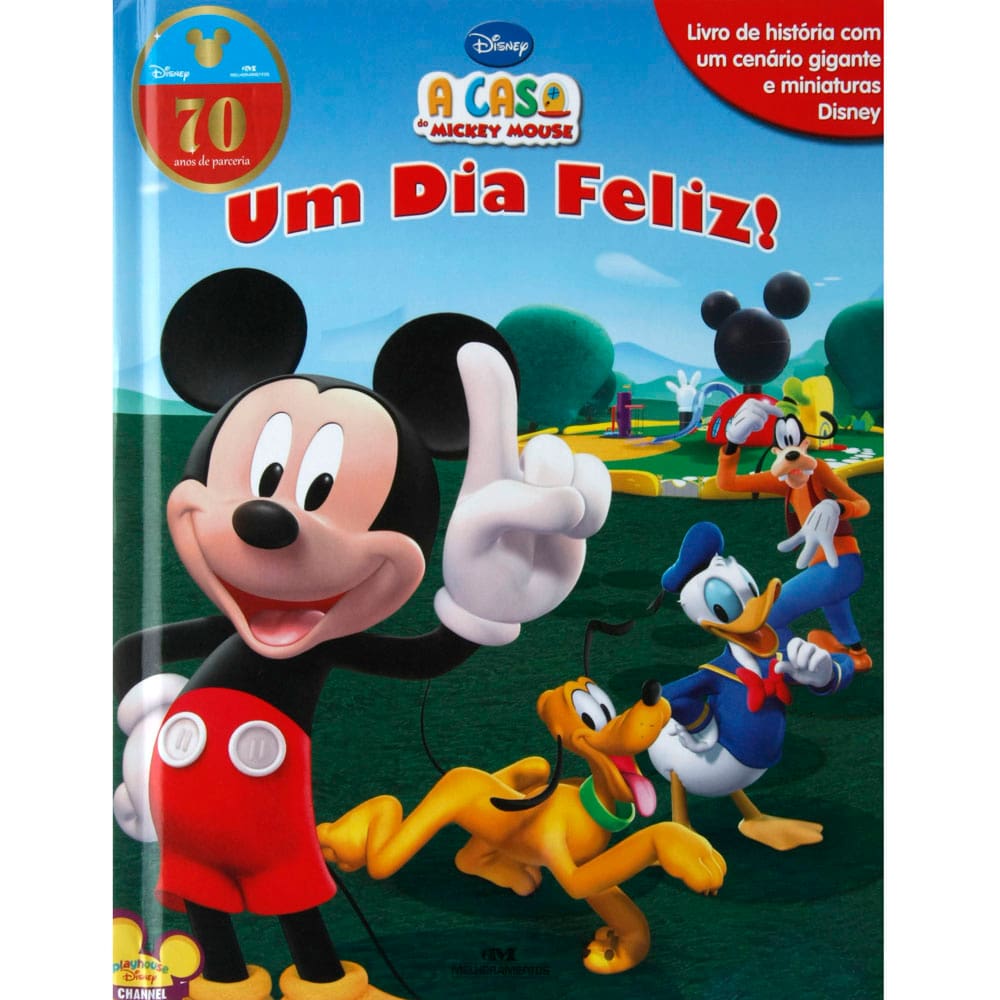 Livro - A Casa de Mickey Mouse - Um Dia Feliz! - Cenário Gigante e 12 Miniaturas Disney