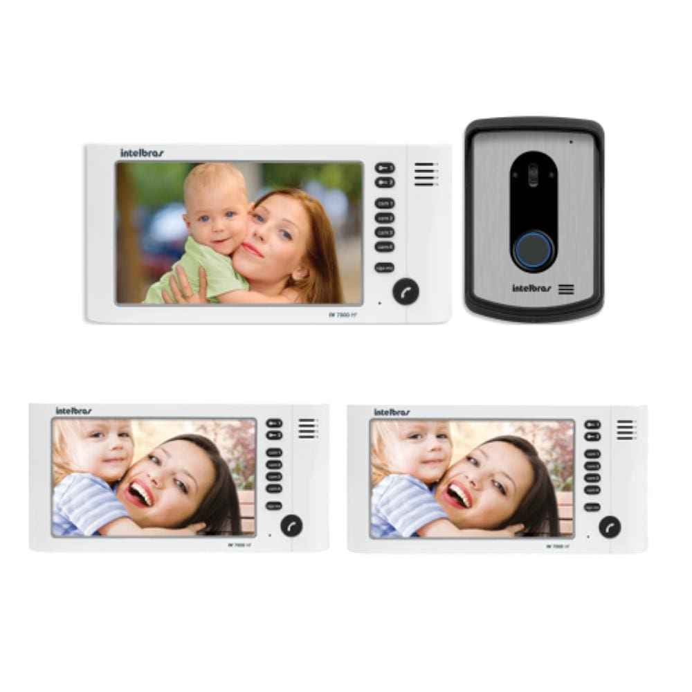 Kit Video Porteiro Color IV 7010 HF + 2 Extensões Vídeo IV 7000 HF IN Intelbras
