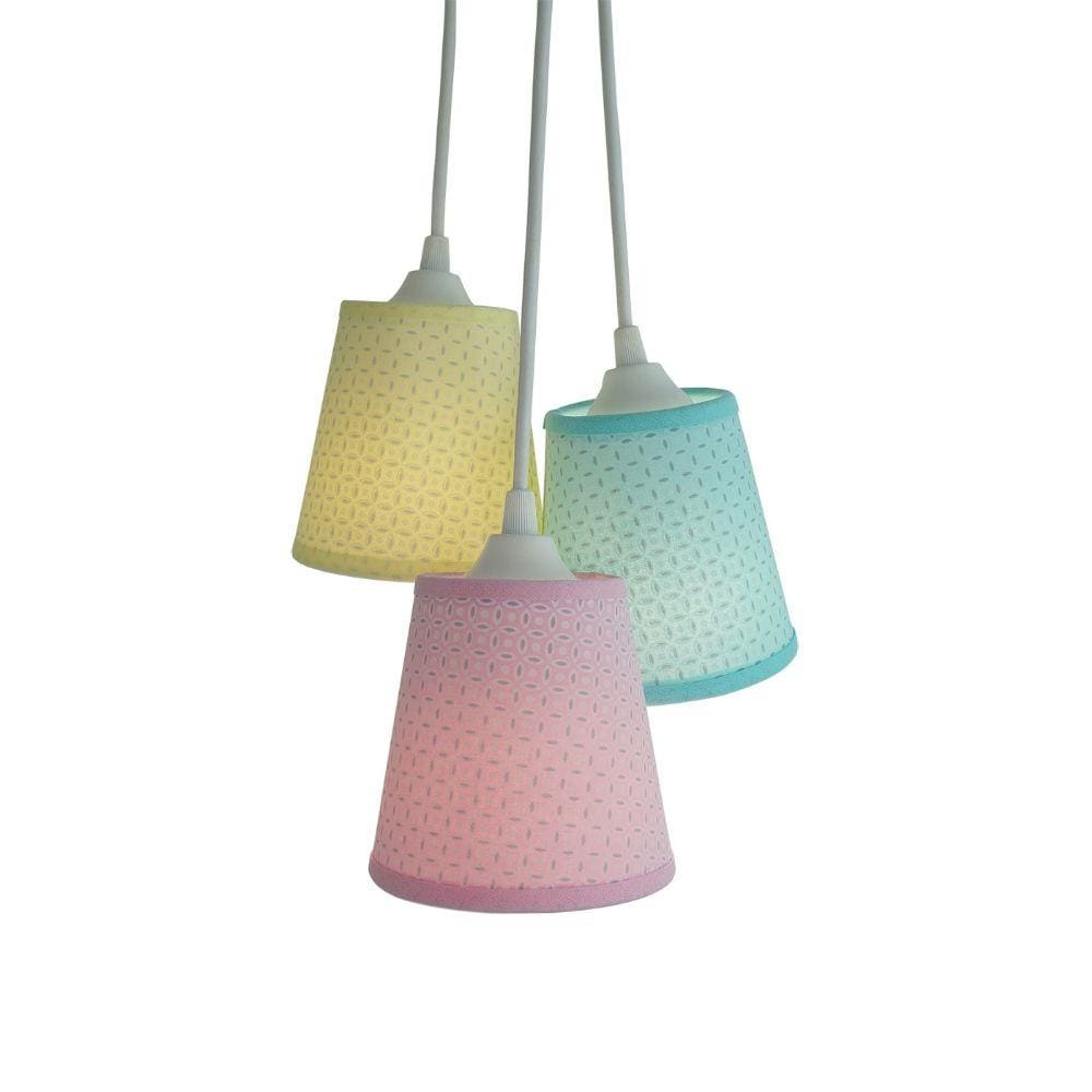 Lustre Pendente Cacho Candy Amarelo, Rosa e Verde Arabescos
