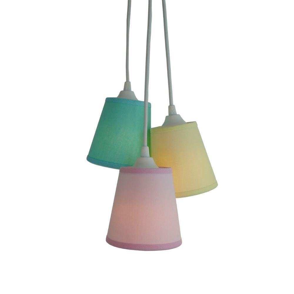 Lustre Pendente Bebê Cacho Candy Amarelo, Rosa e Verde
