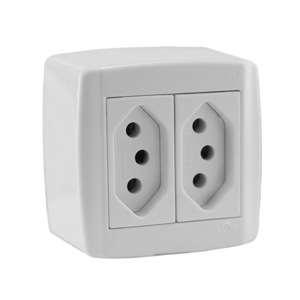 Tomada Box Sobrepor Branco 2 Tomadas 2P + T 20A 250V