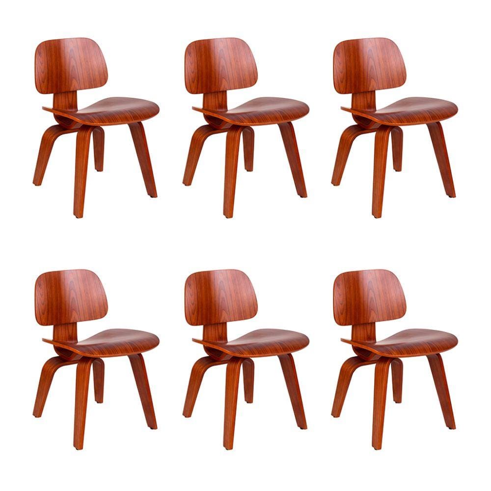 Conjunto com 6 Cadeiras Eames Walnut