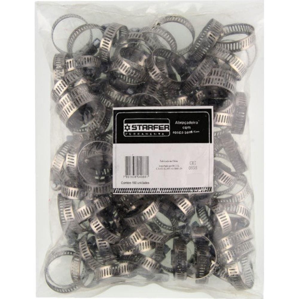 Abraçadeira Aperto Rosca Sem Fim 8mm Starfer 5/16x1/2 100un.