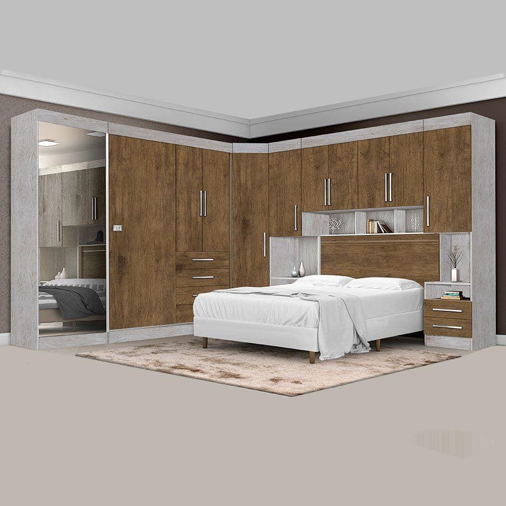 Dormitório Completo Georgia JA Avelã / Jequitibá Para Cama Box 1,58M Queen
