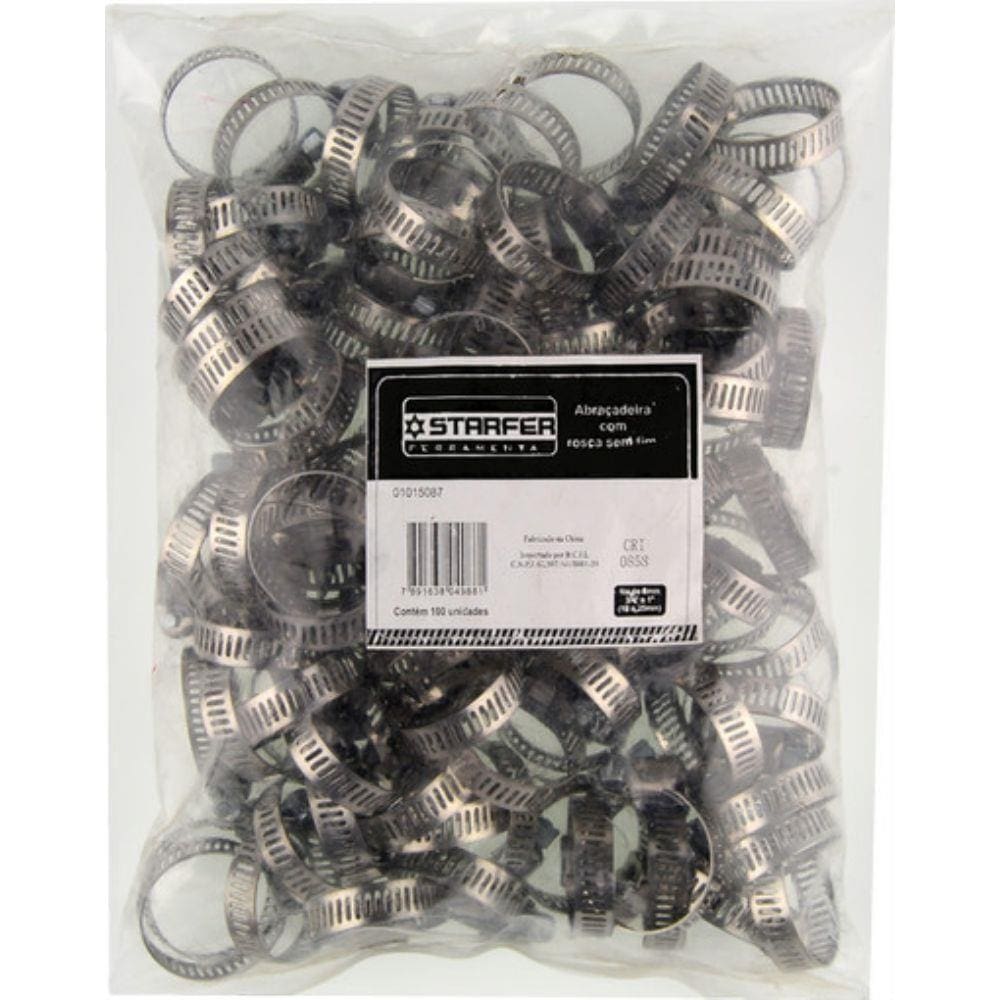 Abraçadeira Aperto Rosca Sem Fim 8mm Starfer 1/2x5/8 100un.