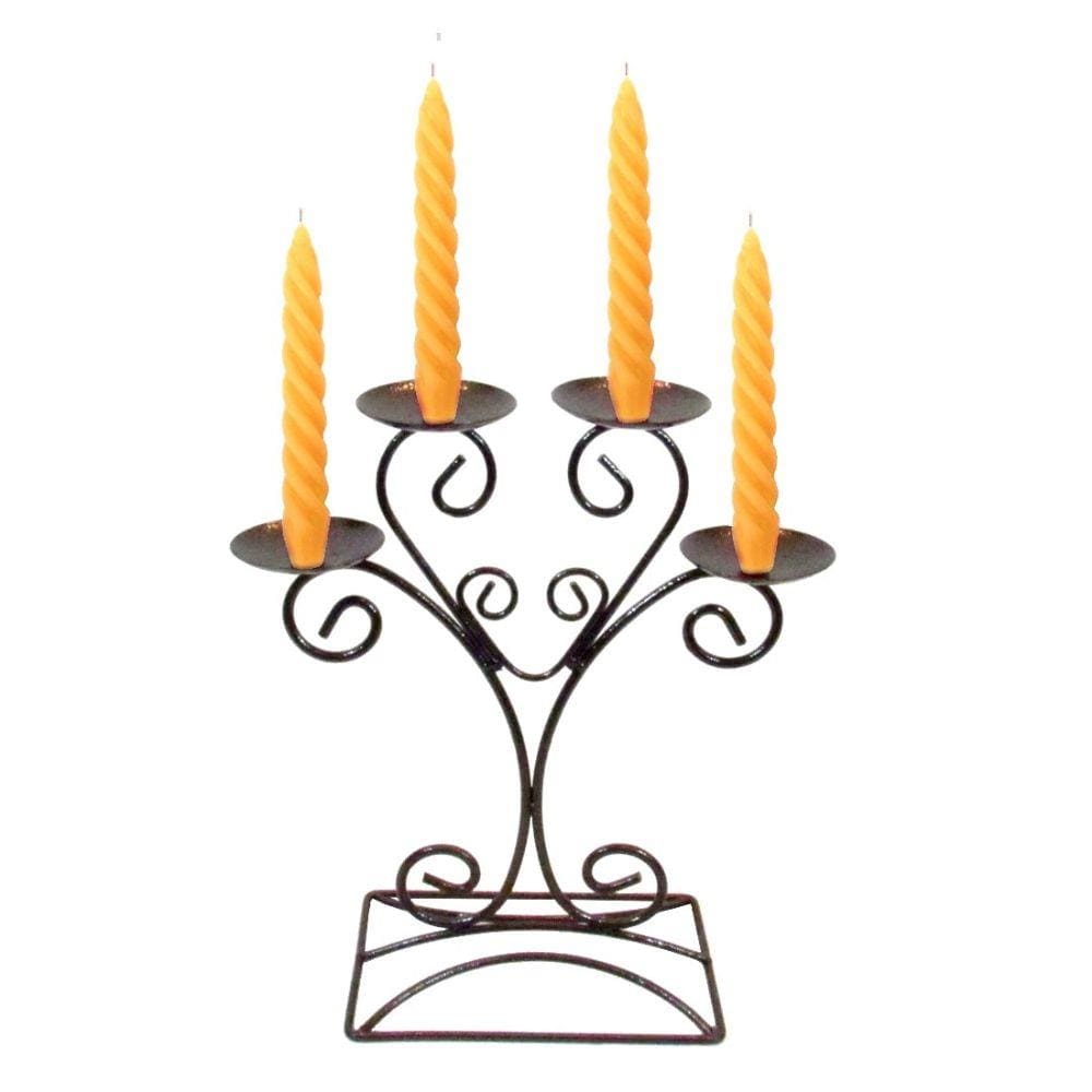 Centro Mesa 4 Velas marfim Decoração Candelabro Castiçal