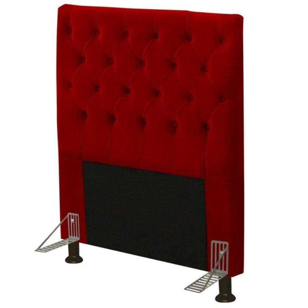 Cabeceira Cama Box Solteiro 90cm Cristal Suede Vermelho - JS Móveis