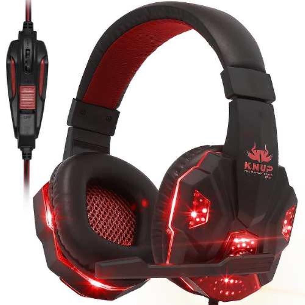 Headset Gamer Pc Fone Ouvido Vermelho + Adaptador Ps4 Celular | Extra