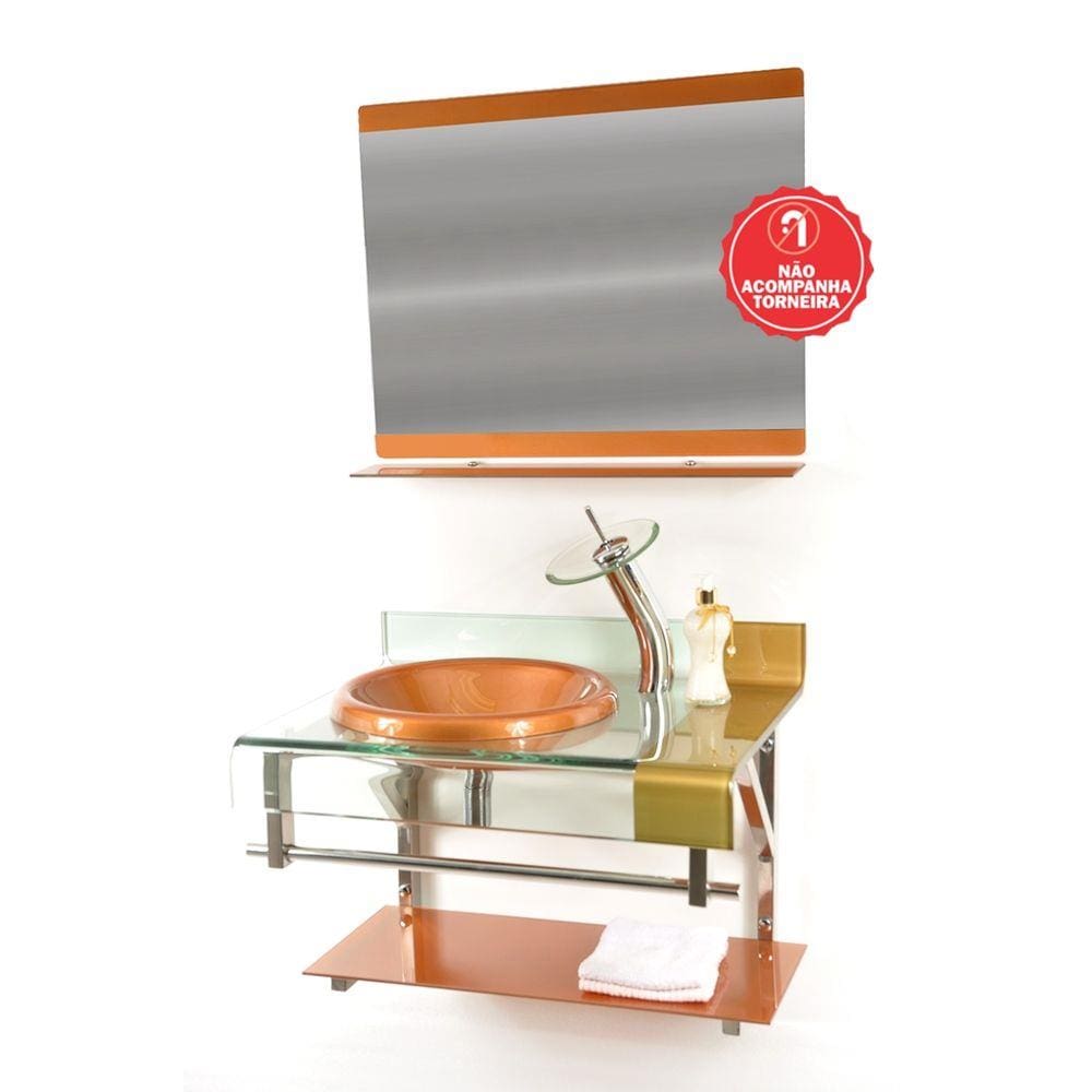 Gabinete de Vidro 70cm para banheiro Turquia-Dourado Real