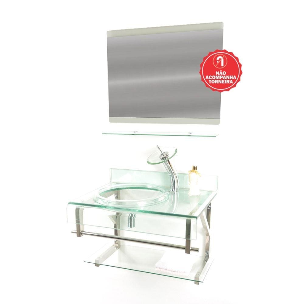 Gabinete de Vidro 70cm para banheiro Turquia-Incolor