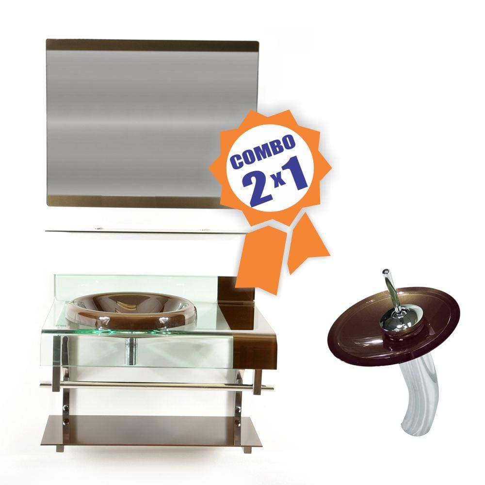 Combo 2 em 1 - Gabinete 70cm Turquia + Torneira Ibiza-Marrom