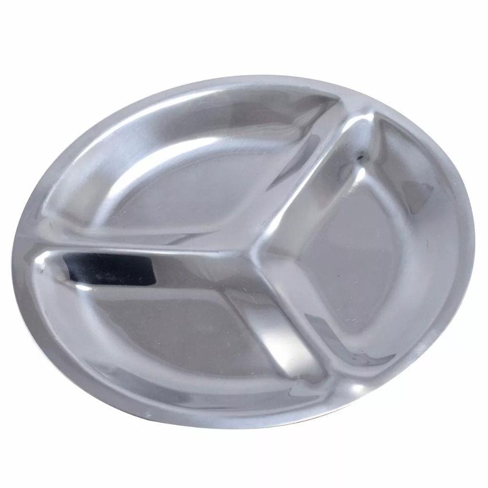 Porta Couvert Petisqueira Redonda 16cm 3 Compartimentos Inox