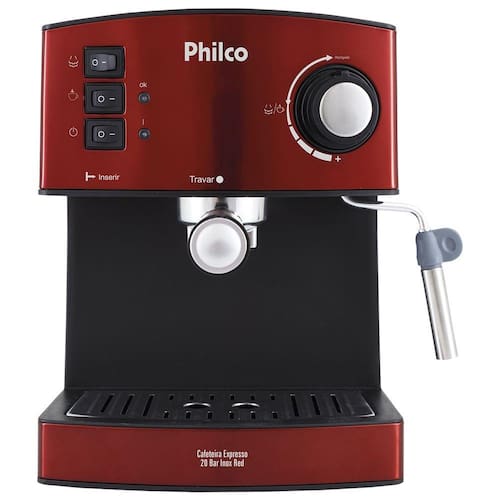 Cafeteira Philco Expresso 20 Bar Inox Red - 110V Menor preço em Cafeteira Philco Expresso 20 Bar Inox Red - 110V