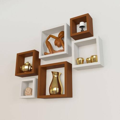 Nicho Decorativo Mdf Kit 6 Unidades - Cor Marrom E Branco Menor preço em Nicho Decorativo Mdf Kit 6 Unidades - Cor Marrom E Branco