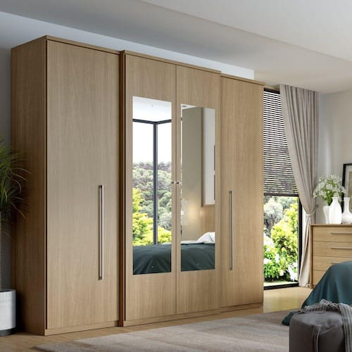 imagem-Guarda Roupa Casal - 4 Portas com Espelho Splendore Glass - MARROM CHOCOLATE