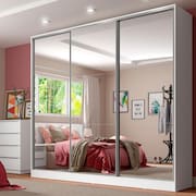 Guarda Roupa Casal 100% MDF com Espelho Royale 3 Portas de Correr