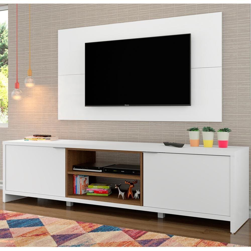 Conjunto Sala de Estar Madesa Rack Metz e Painel