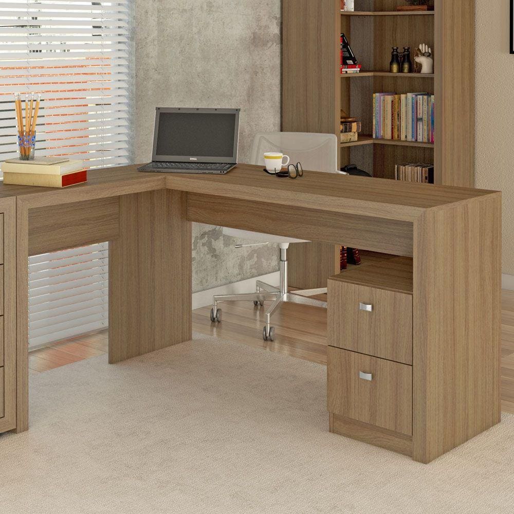 Mesa para Escritório 2 Gavetas Me4129 Amendoa - Tecno Mobili