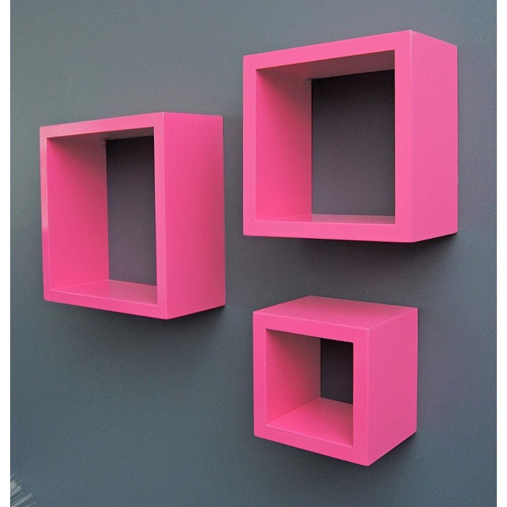 Nicho Decorativo Mdf Kit 3 Unidades - Cor Rosa