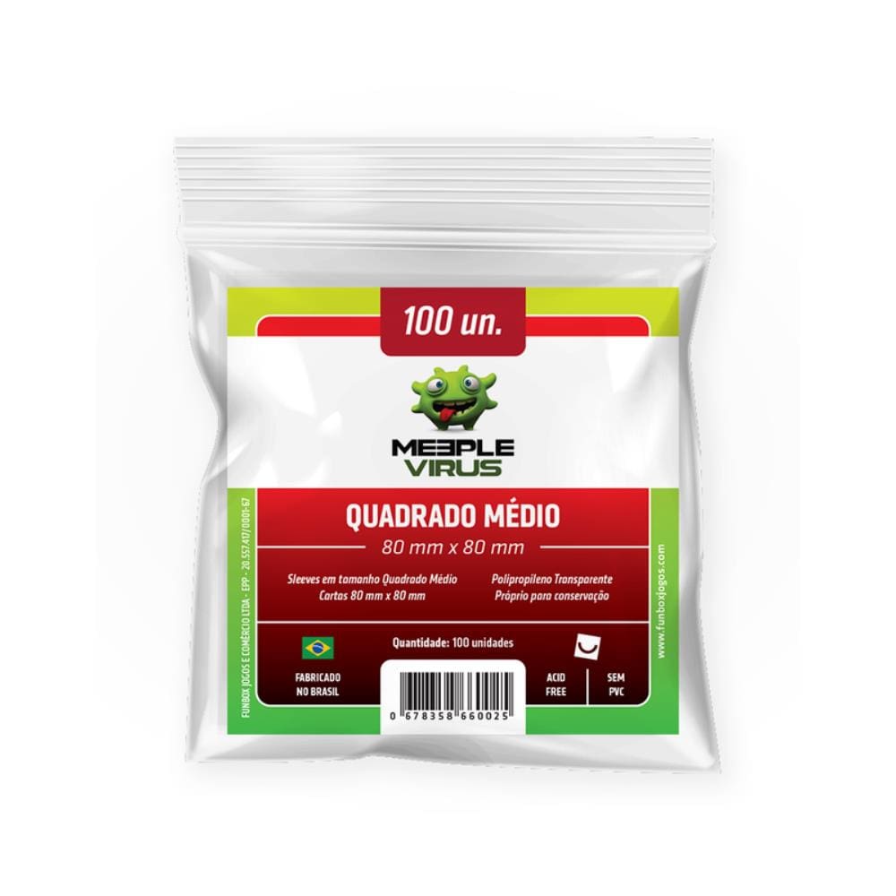 Shields Sleeves Quadrado Medio 80 X 80mm Meeple Virus 100 unidades