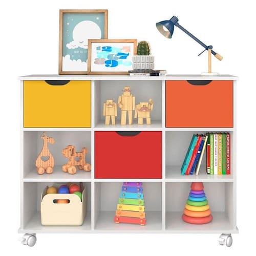 imagem-Nicho Organizador 3 Gavetas com Rodízios Branco/Colorido - Qmovi