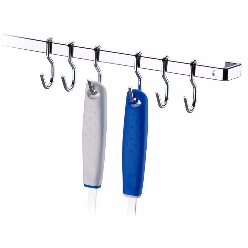 Suporte De Cozinha Porta Talheres Barra 60 cm Com 6 Ganchos
