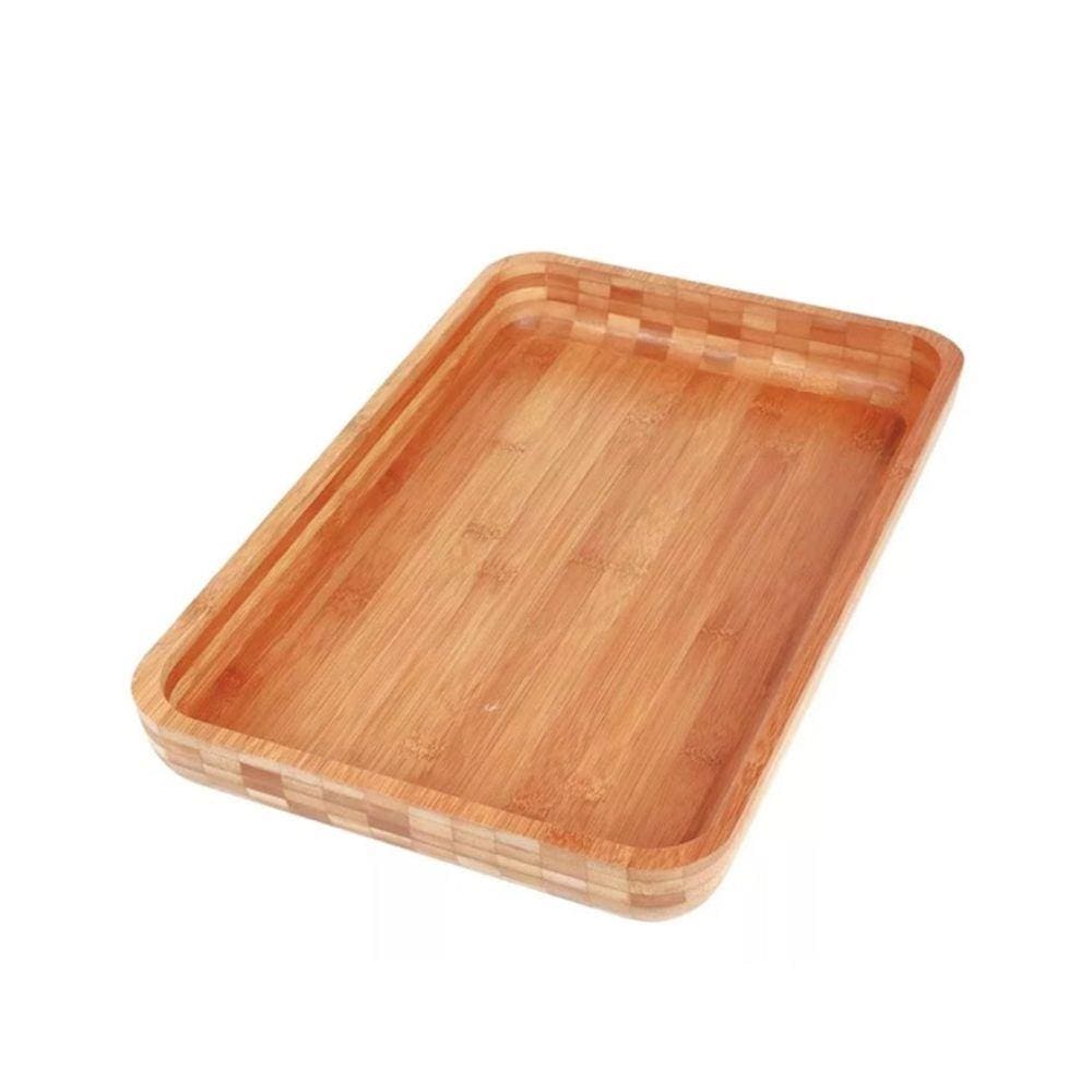 Gamela Bandeja De Madeira Bamboo Retangular 30x45cm Mor