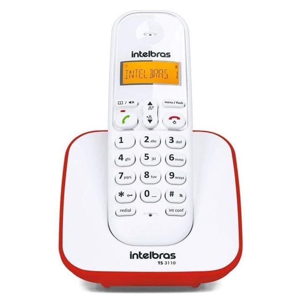 Telefone Sem Fio Digital Ts 3110 Branco E Vermelho Intelbras